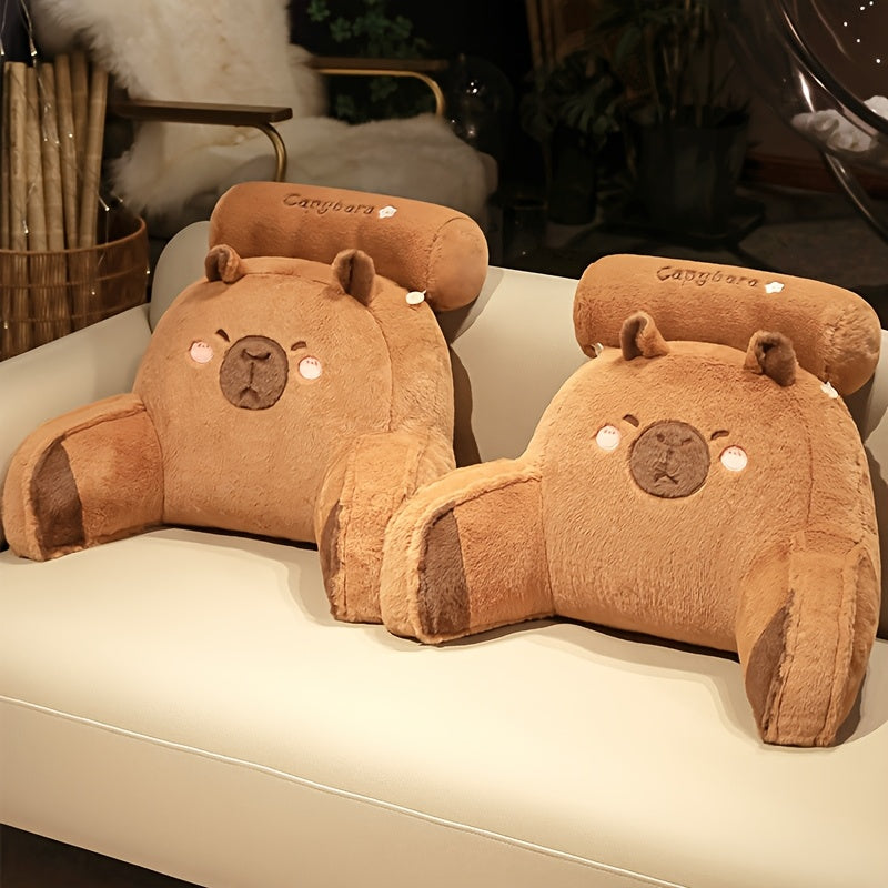 Capybara-Themed Plush Pillow Chair Backrest, Made of 100% Washable Polyester with a Zipper Closure, Versatile Cushion Suitable for Home Decoration, Adorable Pillows.
