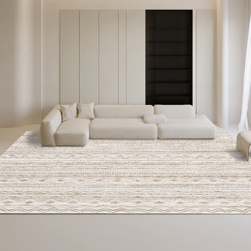 1pc Modern Moroccan Boho Rug - Neutral Blue & Brown Low-Pile Carpet Suitable for Living Room, Bedroom, Office - Machine Washable Soft Indoor Boho with Neutral Tones