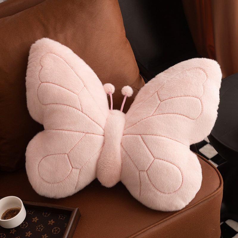 Butterfly-Shaped Pillow Cushion with Plush Soft Wings - Elegant Princess Style Decorative Accent in Orange &, Hand Washable Multi-Use Cushion for Bed, Sofa, Living Room - No Batteries\u002FElectricity, Durable Home Decor (Floral Theme, Easy-Care Fabric)