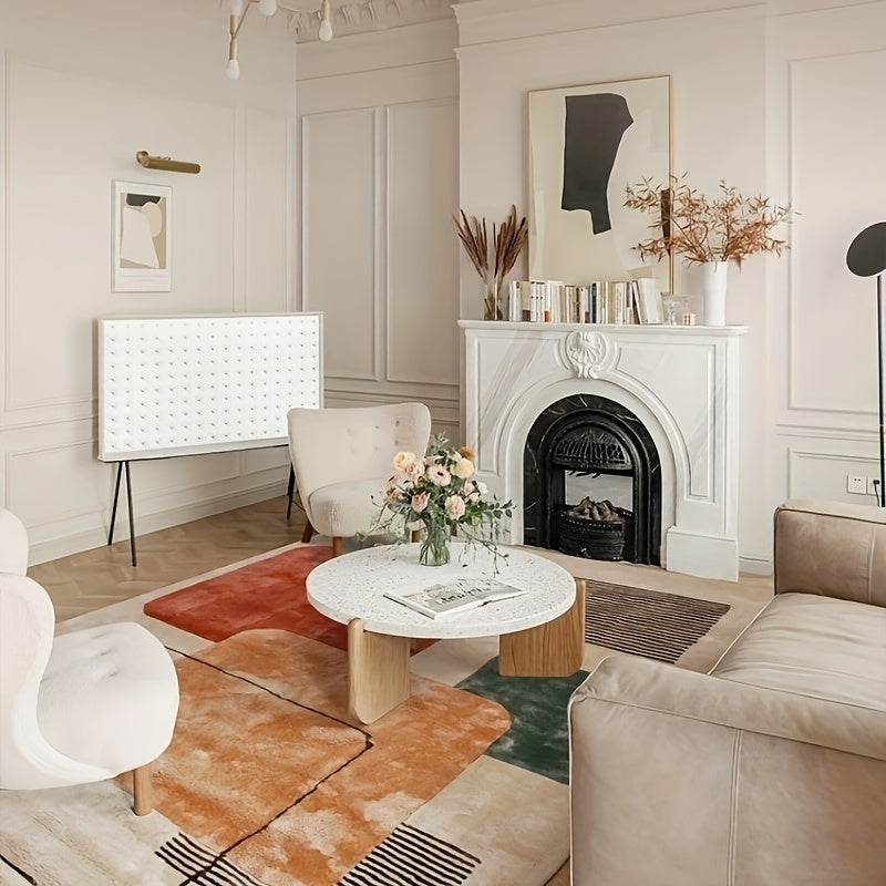 A Vintage-Style Carpet Featuring a Multi-Color Plaid Design, Suitable for Machine Washing. This Low-Pile Carpet Is Non-Slip And Ideal for Living Rooms And Bedrooms, Offering And Enhancing Home Or Office Decor