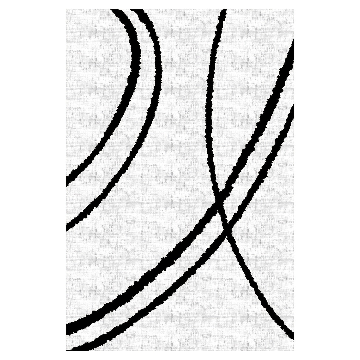 A Black And White Curved Area Rug with A Rectangular Line Pattern In A Minimalist Style, Machine Washable, Slip-resistant, And Colorfast, Suitable for Home Decoration And Bedroom Room Decoration.