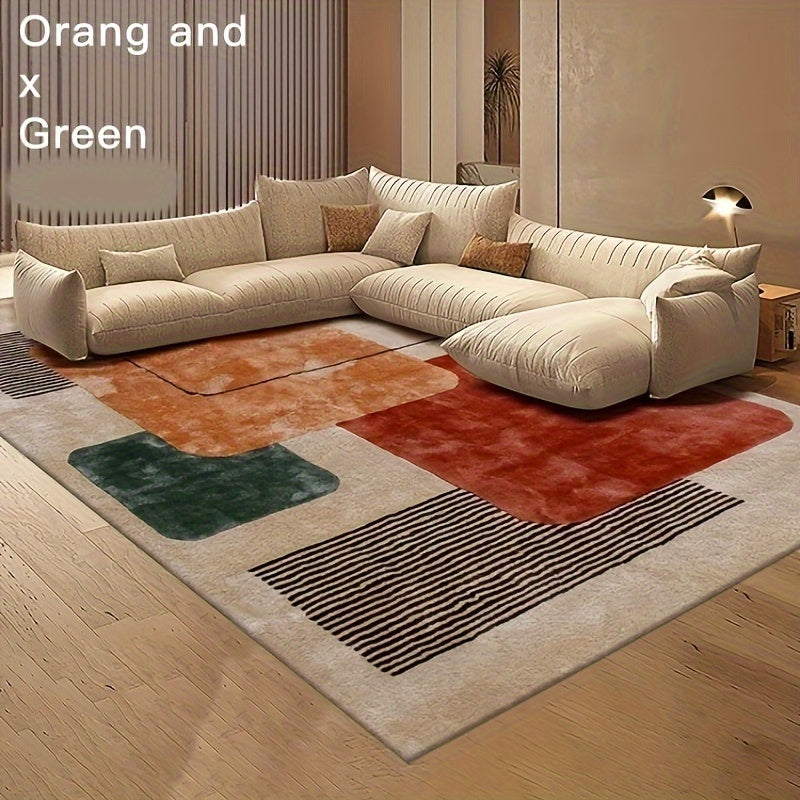 A Vintage-Style Carpet Featuring a Multi-Color Plaid Design, Suitable for Machine Washing. This Low-Pile Carpet Is Non-Slip And Ideal for Living Rooms And Bedrooms, Offering And Enhancing Home Or Office Decor