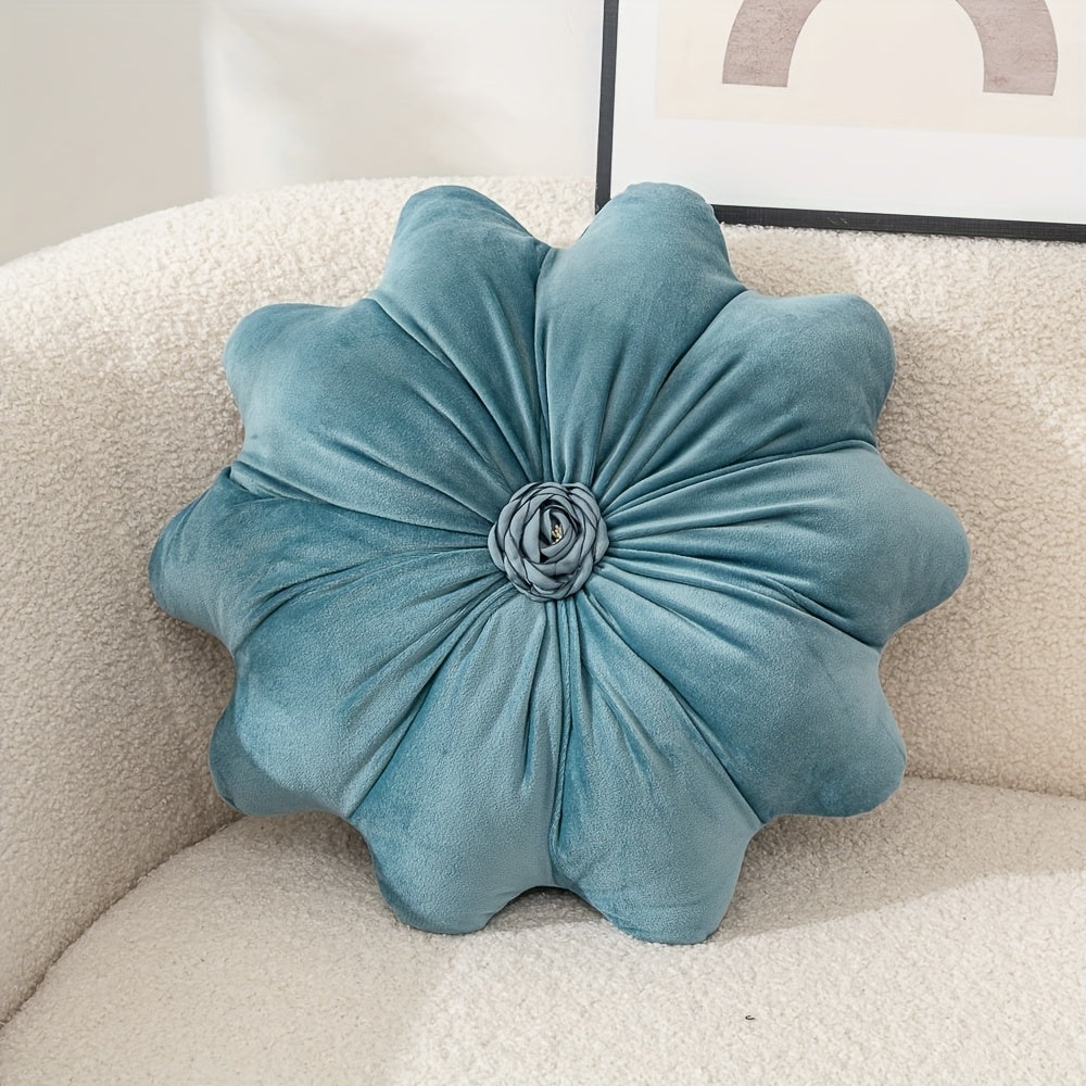 Luxurious Velvet Flower-Shaped Throw Pillow with Pillow Core - Elegant Round Cushion for Sofa, Bed, Living Room Decor, Christmas Home Decoration, Hand Wash Only, Perfect Gift for Family