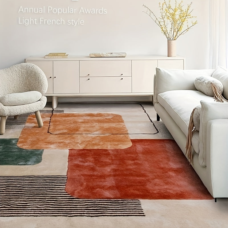 A Vintage-Style Carpet Featuring a Multi-Color Plaid Design, Suitable for Machine Washing. This Low-Pile Carpet Is Non-Slip And Ideal for Living Rooms And Bedrooms, Offering And Enhancing Home Or Office Decor