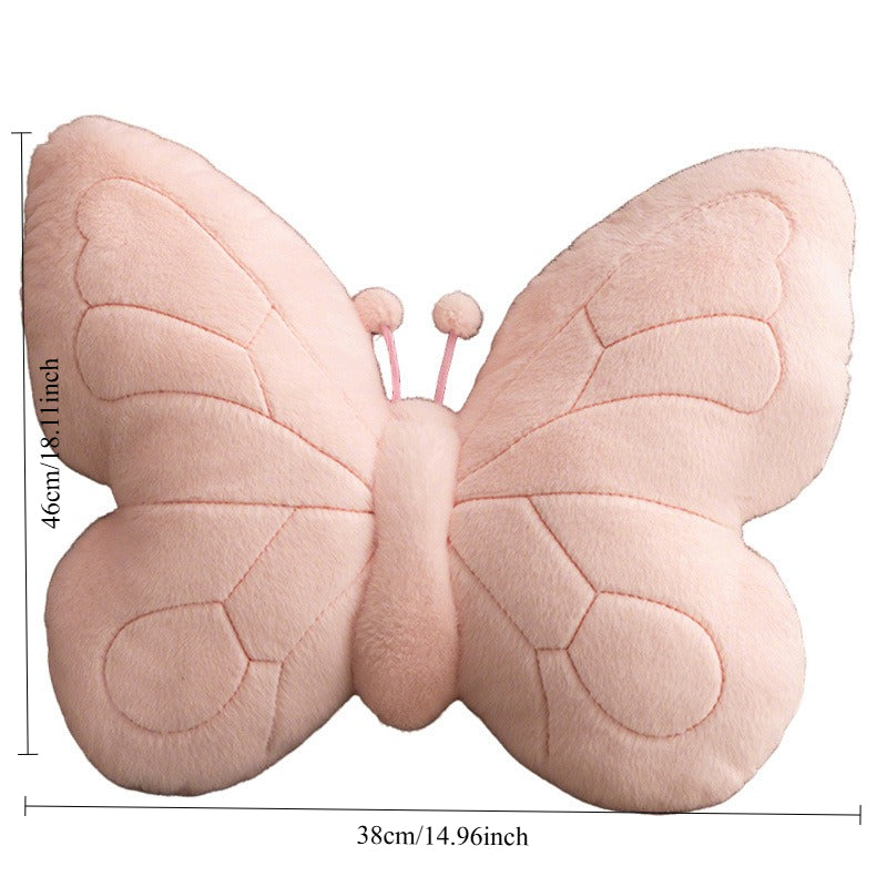 Butterfly-Shaped Pillow Cushion with Plush Soft Wings - Elegant Princess Style Decorative Accent in Orange &, Hand Washable Multi-Use Cushion for Bed, Sofa, Living Room - No Batteries\u002FElectricity, Durable Home Decor (Floral Theme, Easy-Care Fabric)