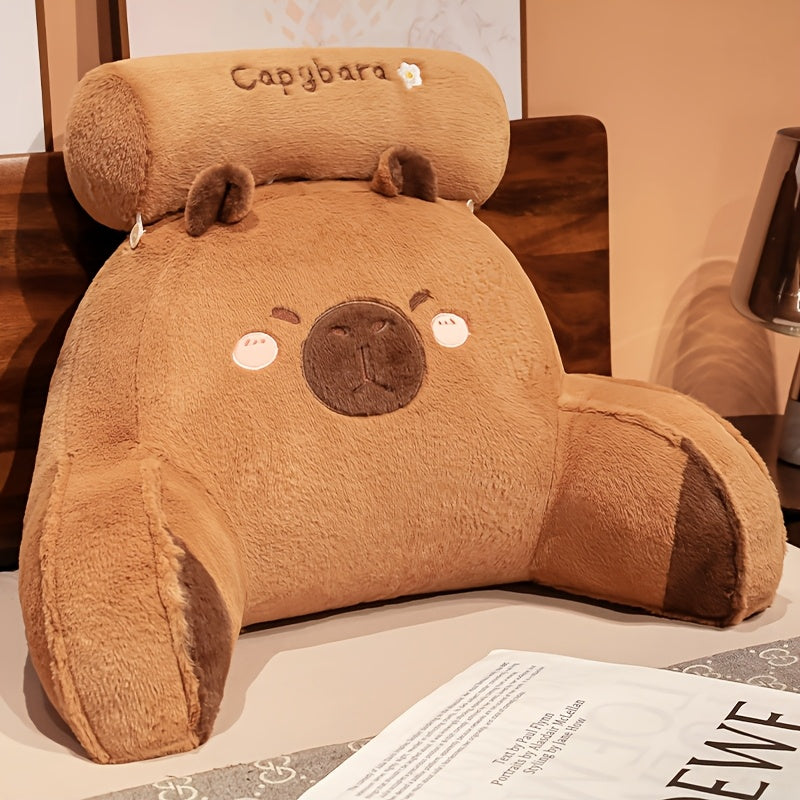 Capybara-Themed Plush Pillow Chair Backrest, Made of 100% Washable Polyester with a Zipper Closure, Versatile Cushion Suitable for Home Decoration, Adorable Pillows.