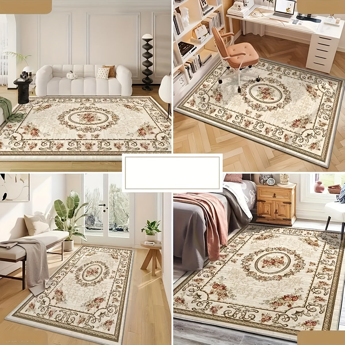 1pc of Enhanced 1000G Contemporary Light Floral Design Carpet, Thickened And Anti-Slip, Washable for Home Decoration, Suitable for Living Room, Bedroom, Dining Area, for home Office, Basement, Outdoor Camping, And Area Rugs for Home Embellishment
