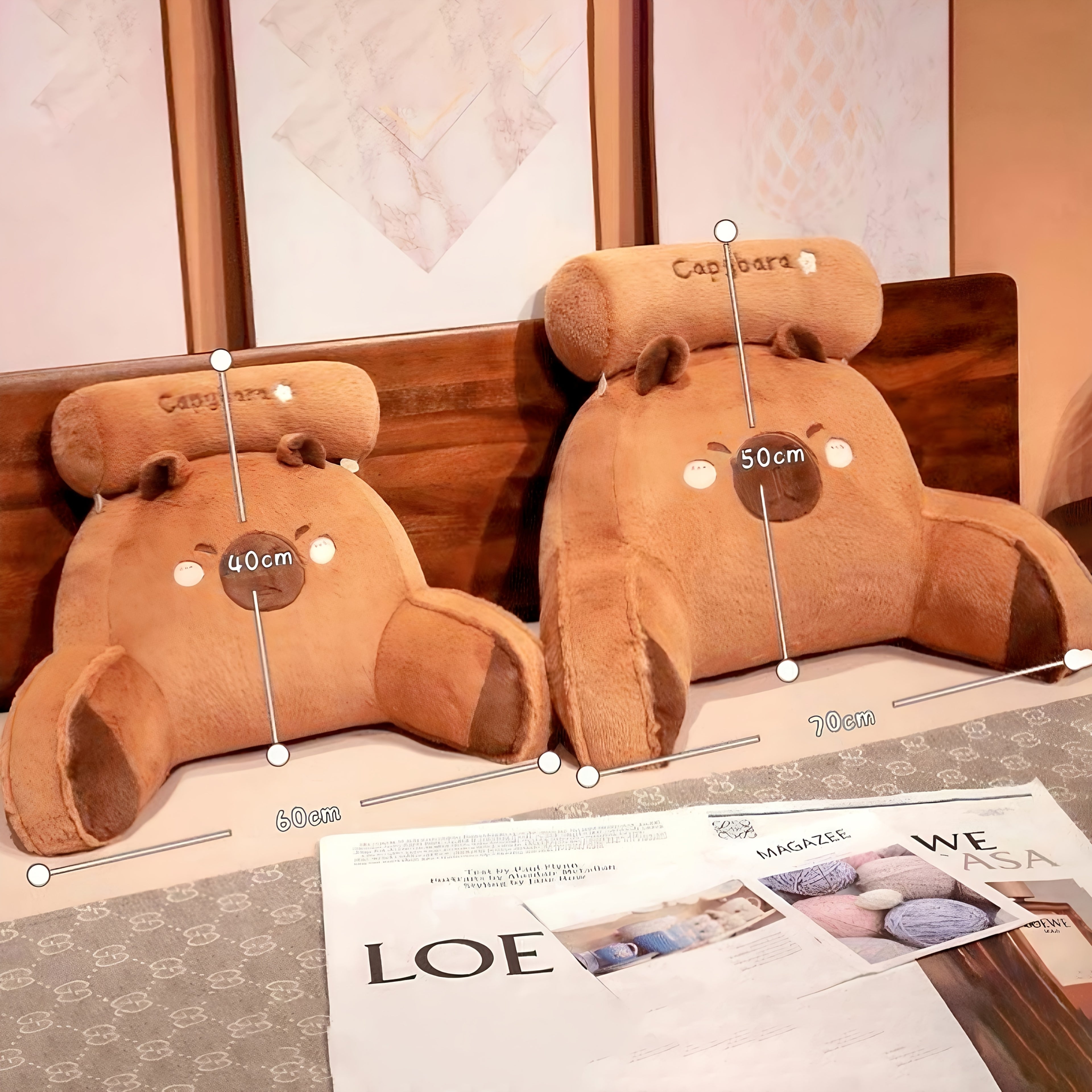 Capybara-Themed Plush Pillow Chair Backrest, Made of 100% Washable Polyester with a Zipper Closure, Versatile Cushion Suitable for Home Decoration, Adorable Pillows.