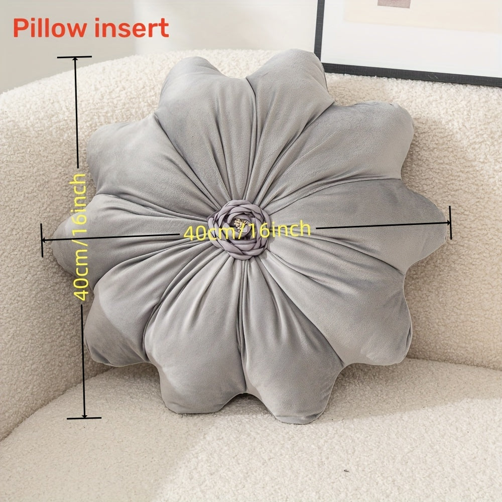 Luxurious Velvet Flower-Shaped Throw Pillow with Pillow Core - Elegant Round Cushion for Sofa, Bed, Living Room Decor, Christmas Home Decoration, Hand Wash Only, Perfect Gift for Family