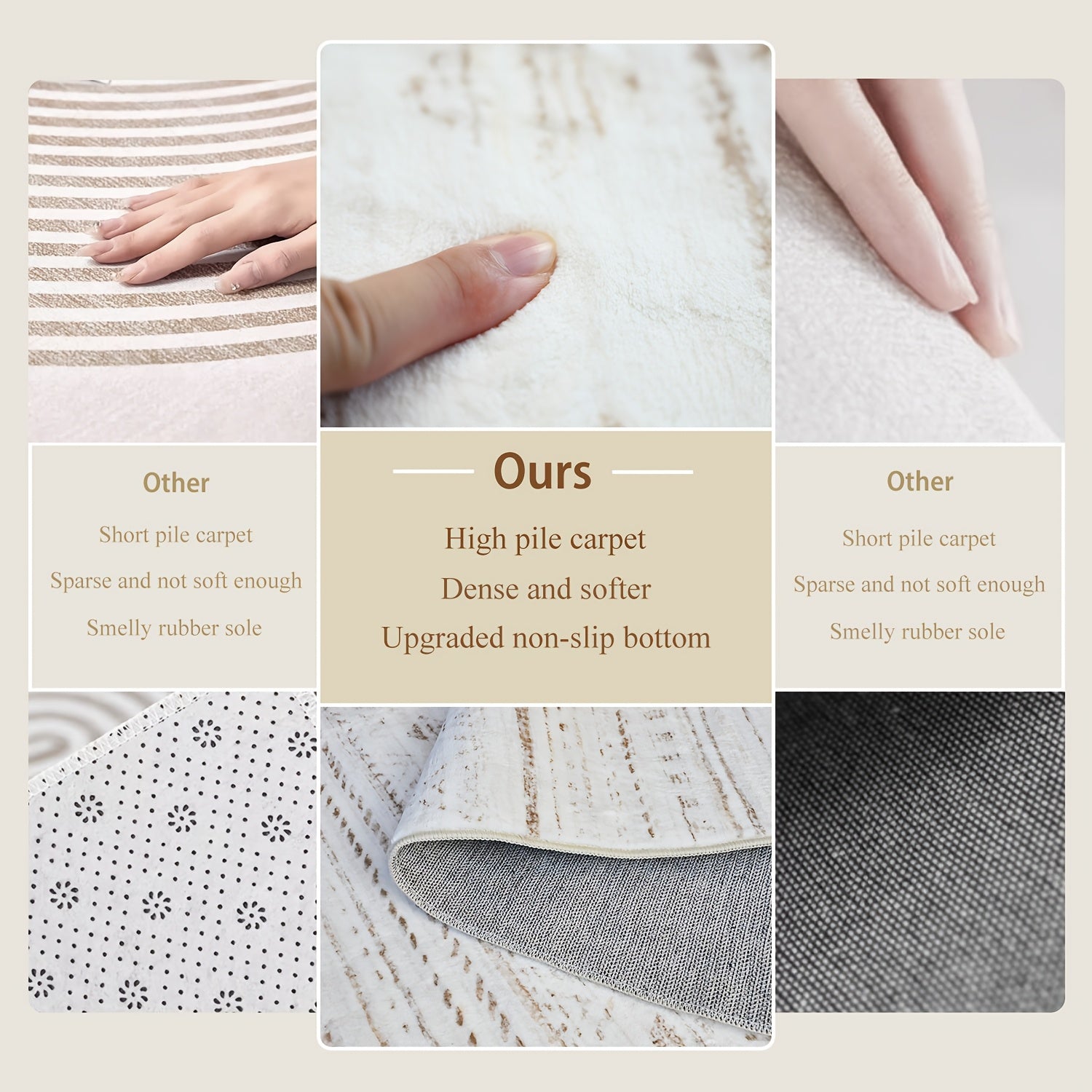 1pc Modern Moroccan Boho Rug - Neutral Blue & Brown Low-Pile Carpet Suitable for Living Room, Bedroom, Office - Machine Washable Soft Indoor Boho with Neutral Tones