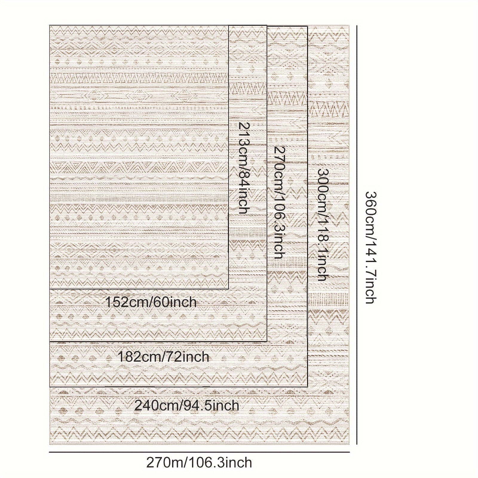 1pc Modern Moroccan Boho Rug - Neutral Blue & Brown Low-Pile Carpet Suitable for Living Room, Bedroom, Office - Machine Washable Soft Indoor Boho with Neutral Tones